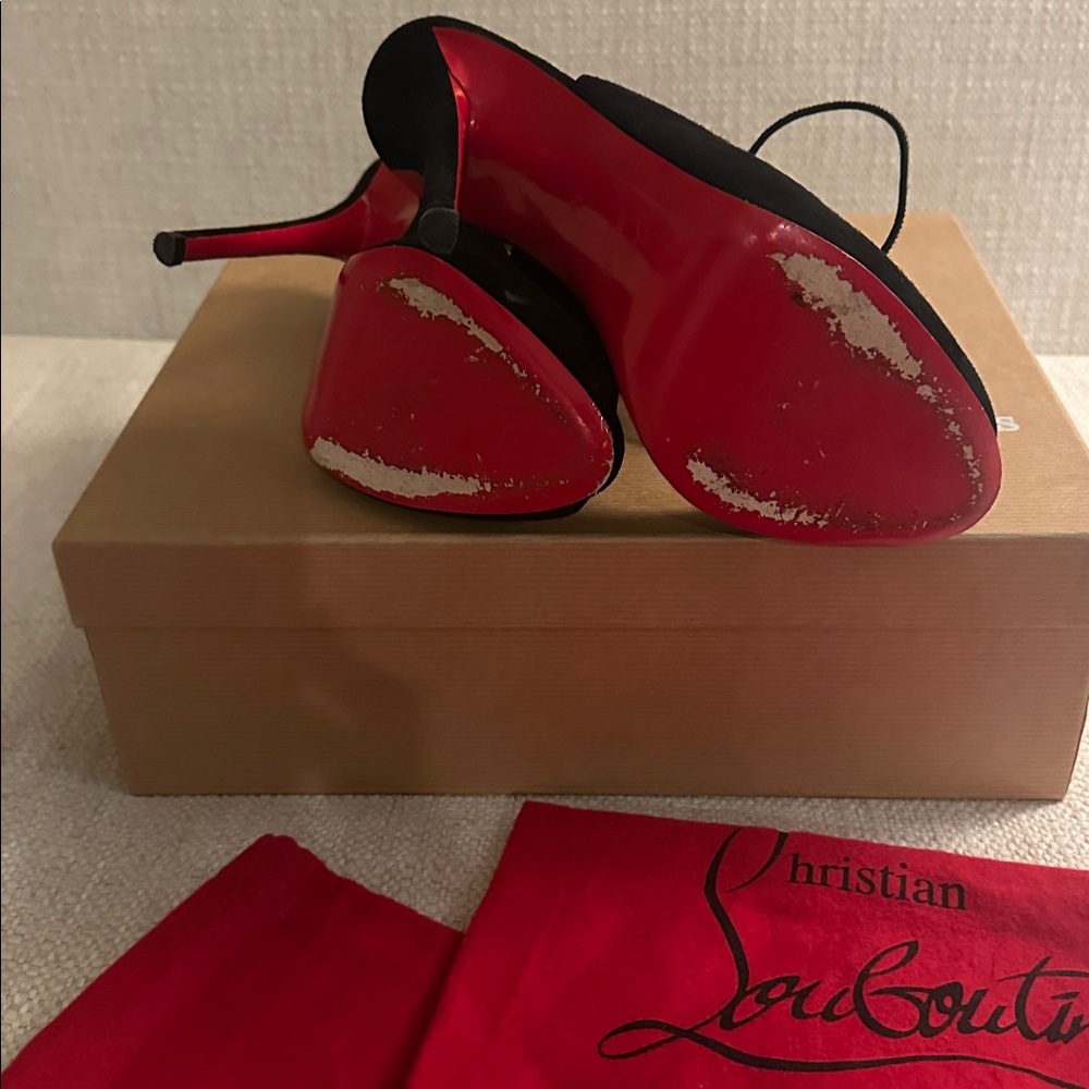 Christian Louboutin Campanina 120 Leather D'Orsay Pumps - Black - Picture 2 of 3
